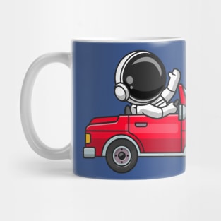 Cute Astronaut Driving Off Road Car Cartoon Mug